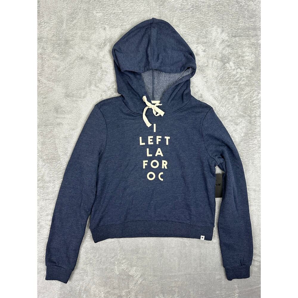 Hurley Blue Cropped Hoodie Los Angeles Orange Country French Terry Size Small